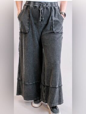Easel Mineral Wash Wide Leg Cotton Pant  NWT Size L